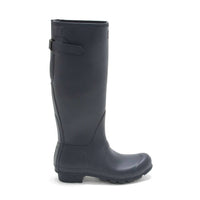 HUNTER Women's Original Tall Back Adjustable Rain Boots in navy - women's shoe - detail view