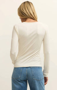 Z Supply Second Skin Crew Long Sleeve Top in cloud 2 - women's long sleeve top - view 5