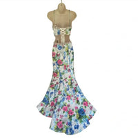 Johnathan Kayne - Two-piece Floral Printed Metallic Prom Dress