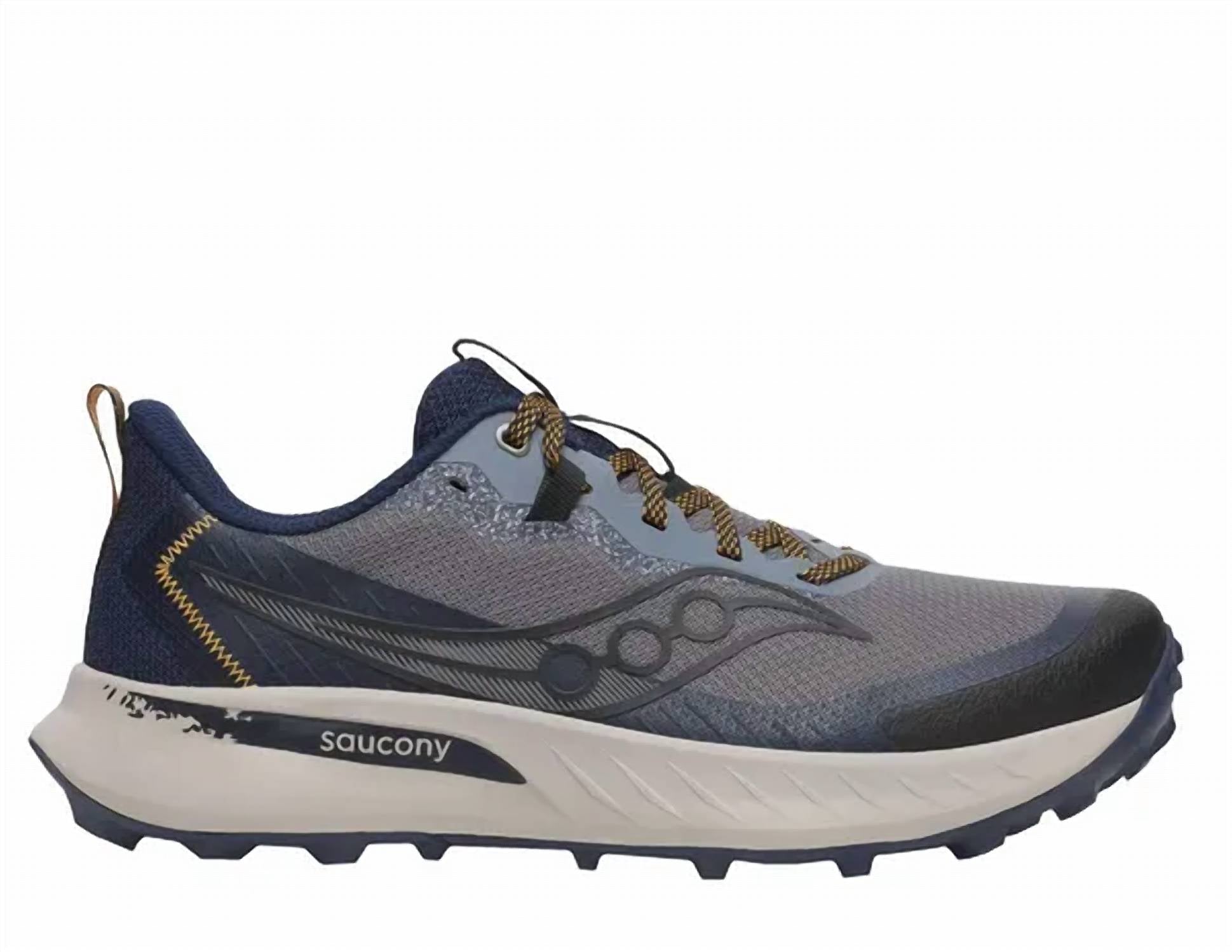 SAUCONY Men's Peregrine 15 Traill Shoes in cinder navy bleu - men's shoe
