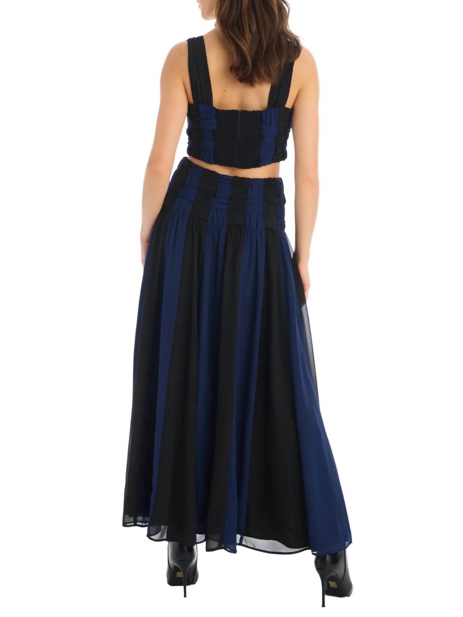 ALLISON NEW YORK Ariella Basket Weave Tank in navy black - women's tank top - detail view