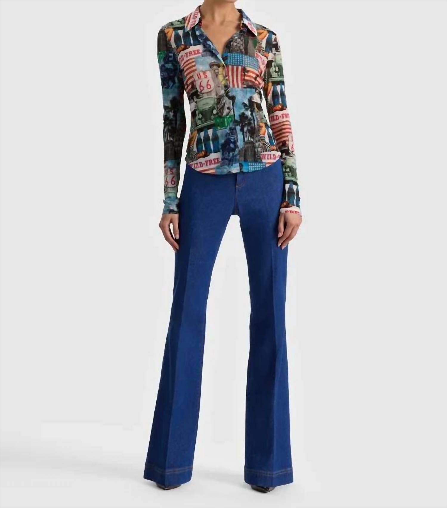 Alice + Olivia - Jade Mesh Button Down Top