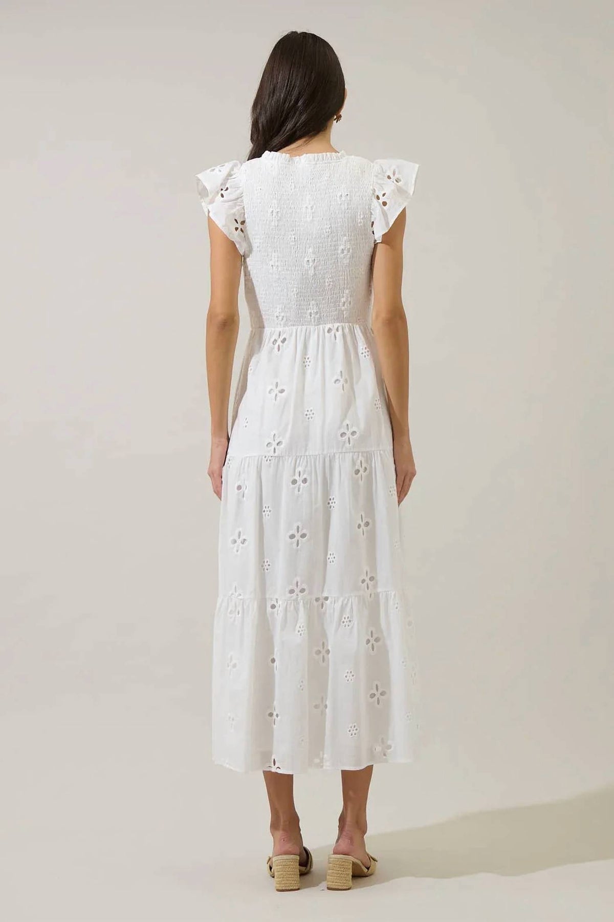 Sugarlips - Kinna Eyelet Sunfire Tiered Midi Dress