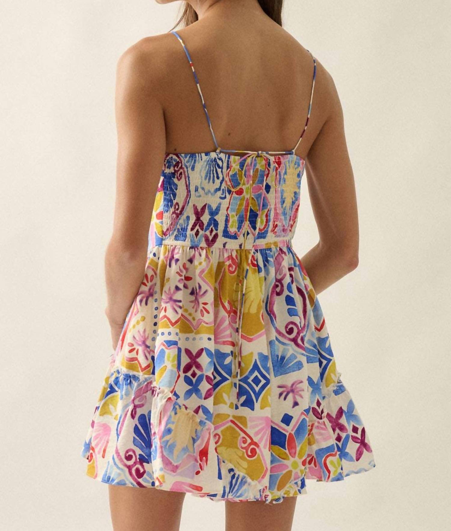 Promesa - Tropical Floral-print Ruffled Tie-front Cami Romper