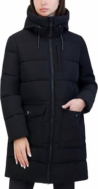 HFX Outdoor Long Hooded Puffer Coat in black - women's jacket