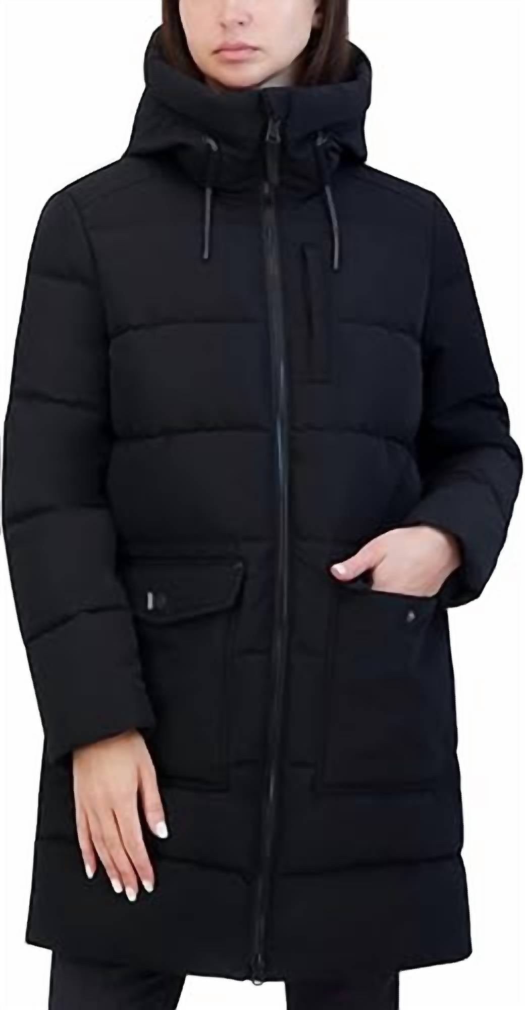 HFX Outdoor Long Hooded Puffer Coat in black - women's jacket