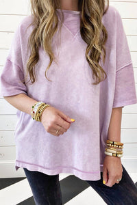 Kentce Fashion - Solid Drop Sleeve Washed Tee