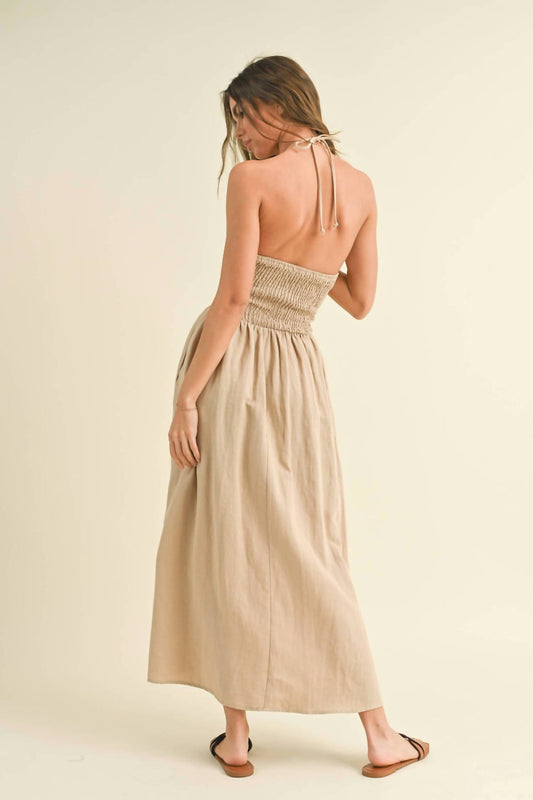 Miou Muse - Twisted Halter Maxi Dress