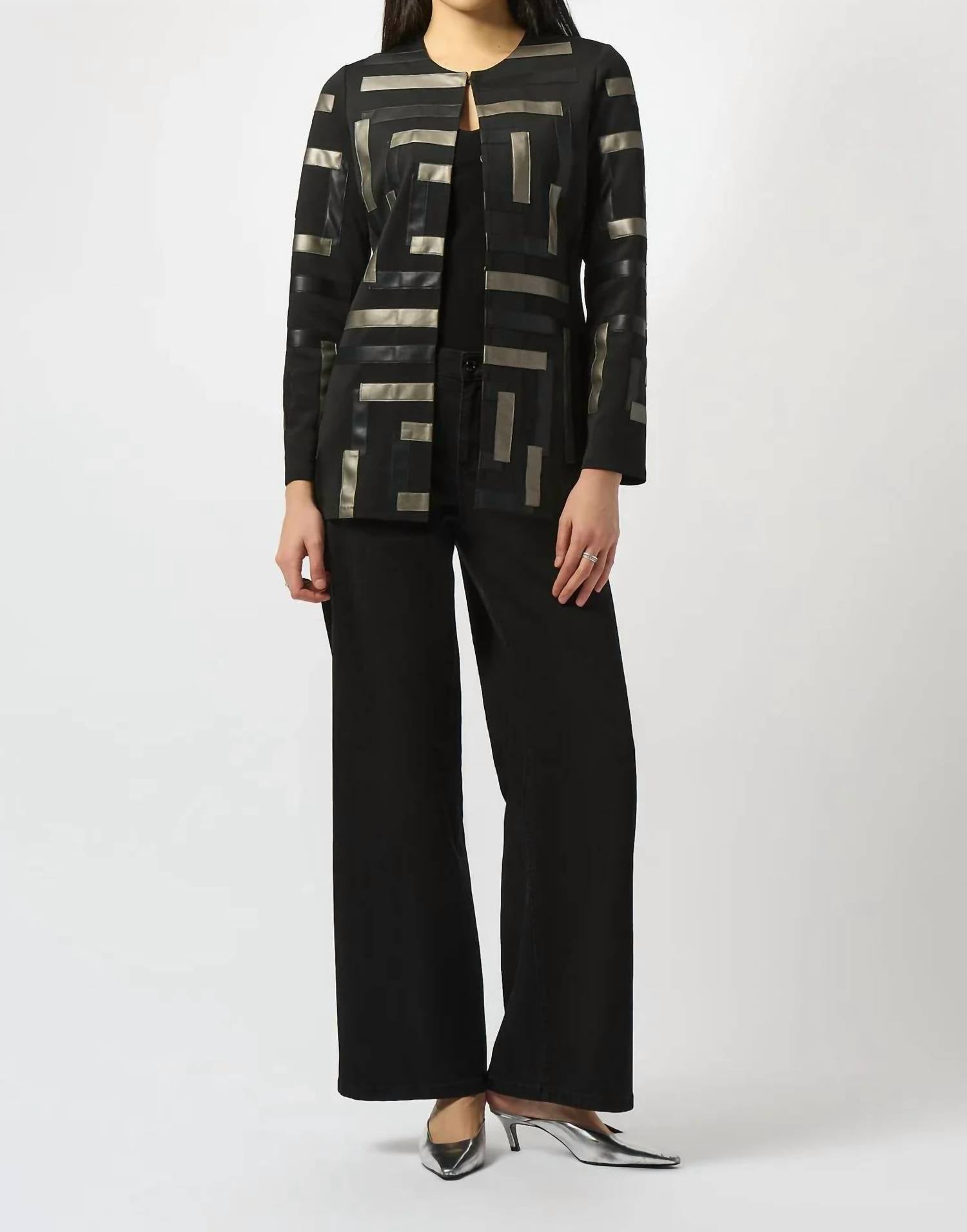 Joseph Ribkoff - Two-tone Crew Neck Jacket