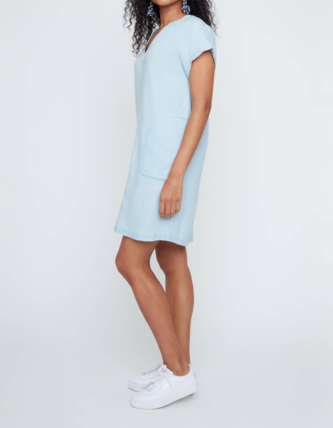 Renuar Soft Breeze Luxe Mini Dress in chambray - women's dress - alternate view
