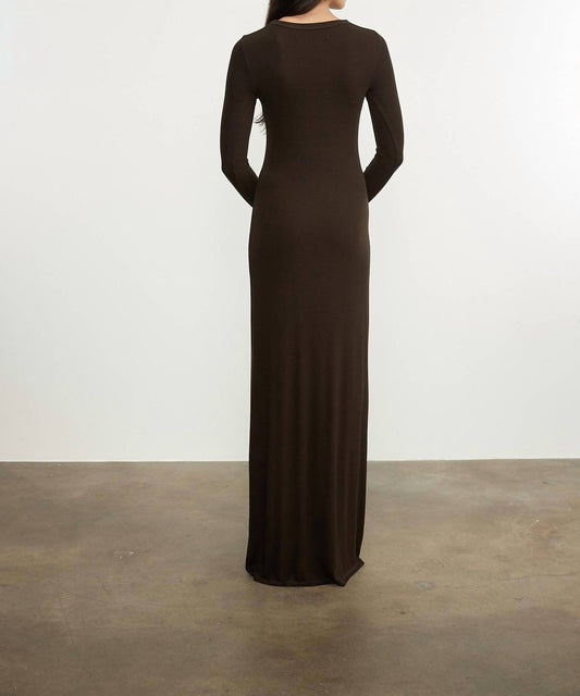 Enza Costa - SILK RIB LONG SLEEVES CREWNECK FLUID DRESS