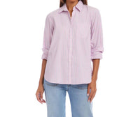 Karen Kane Striped Button Up Blouse in pink - women's shirt