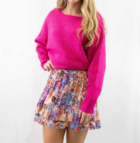Skies Are Blue - Paisley Floral Smocked Mini Skirt