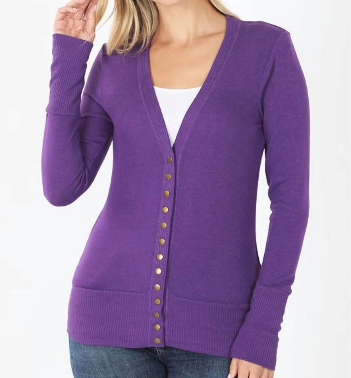 Zenana - Button Front Knit Cardigan