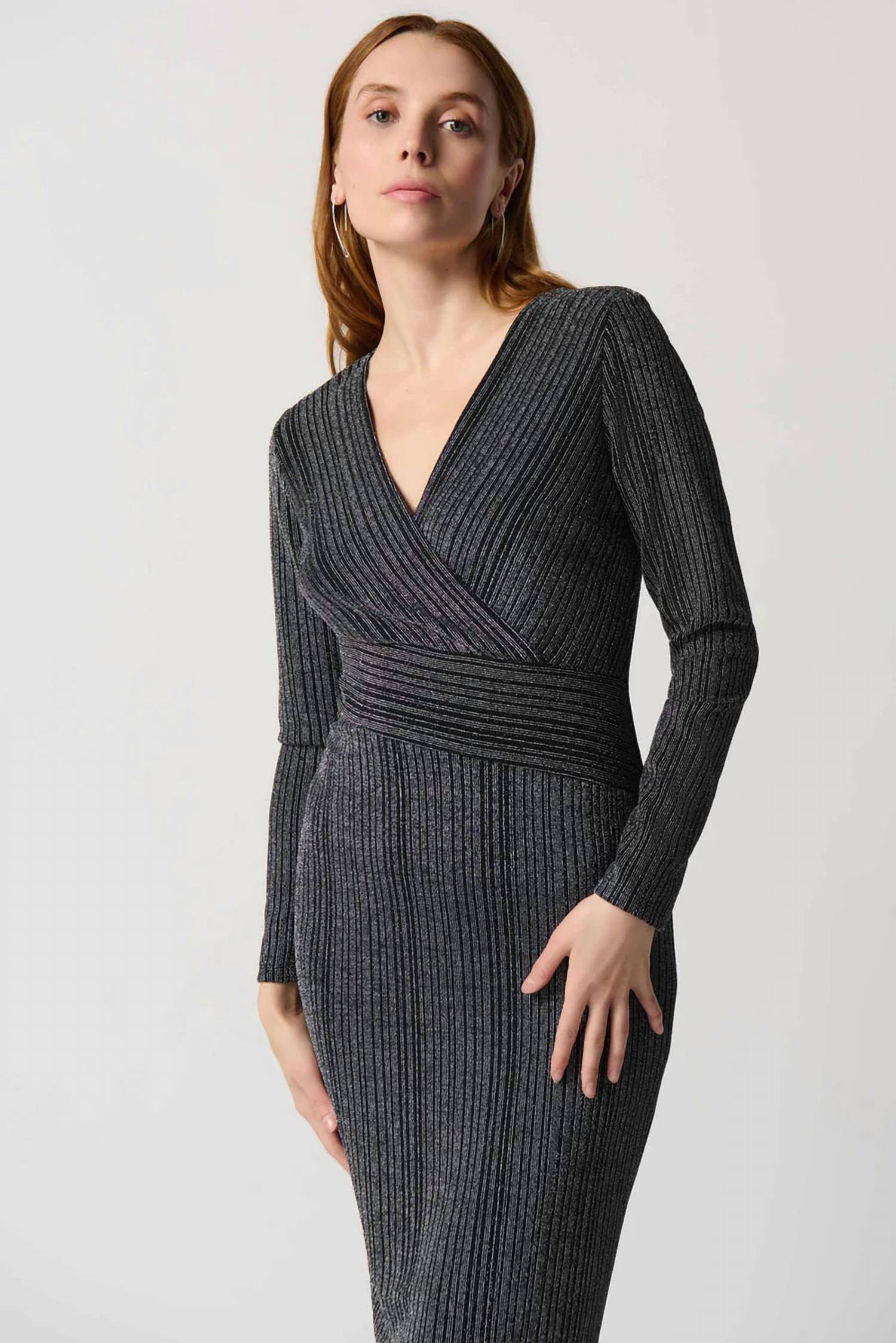 Joseph Ribkoff - WRAP DRESS WITH STRIPE PRINT