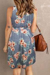 Double Take - Ruched Waist Side Slit Casual Magic Mini Dress