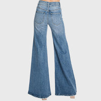 Petra153 - Women's Vintage High Waisted Stretch Wide Leg Jeans