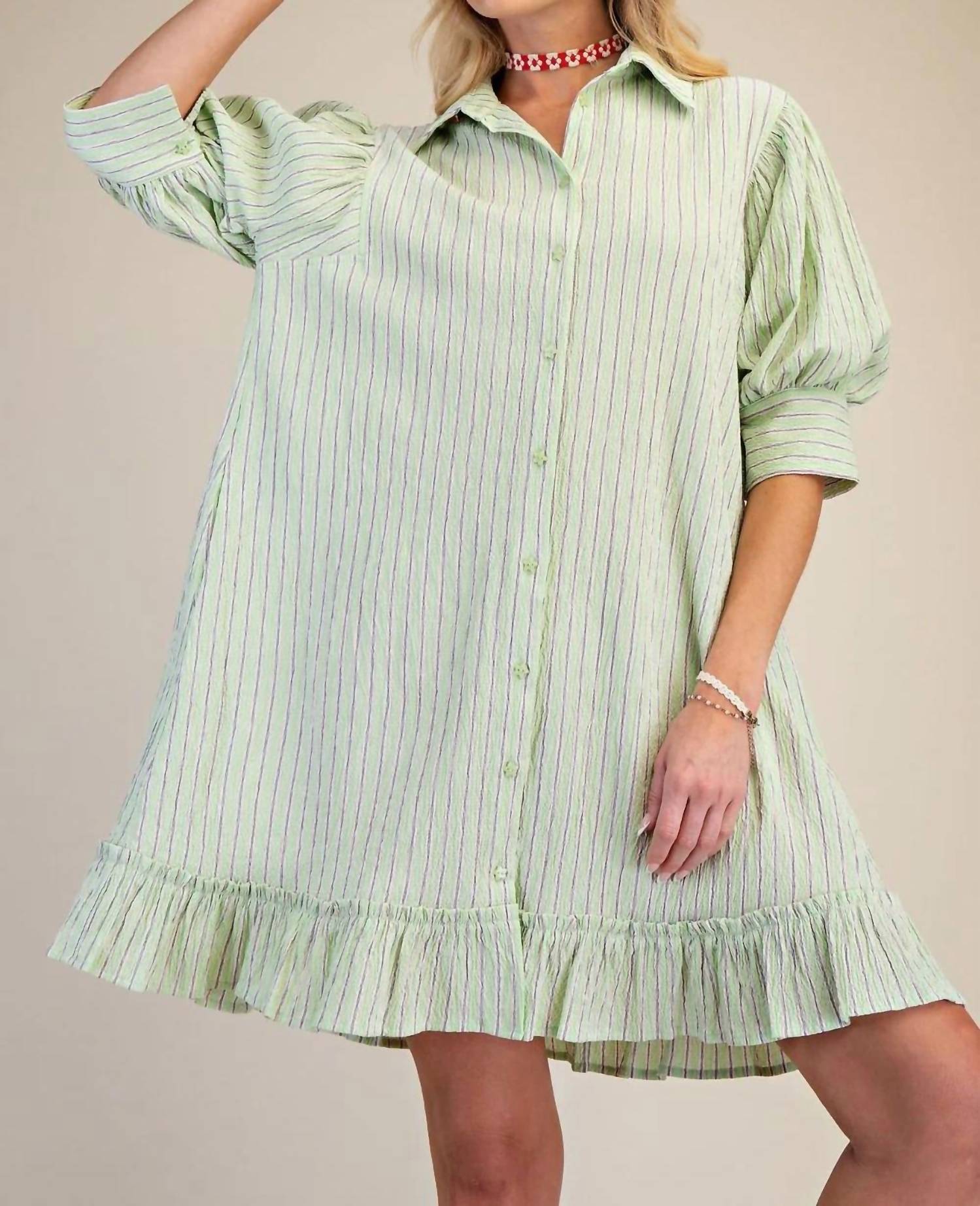 Easel - Collared Stripe Dress