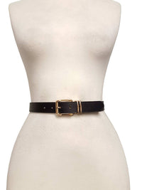 Axesoria West Women's Classic Plain Belt in shiny gold buckle black - women's accessory - detail view