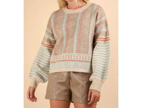 Very J - Women's Oversized Cozy Printed Knit Sweater