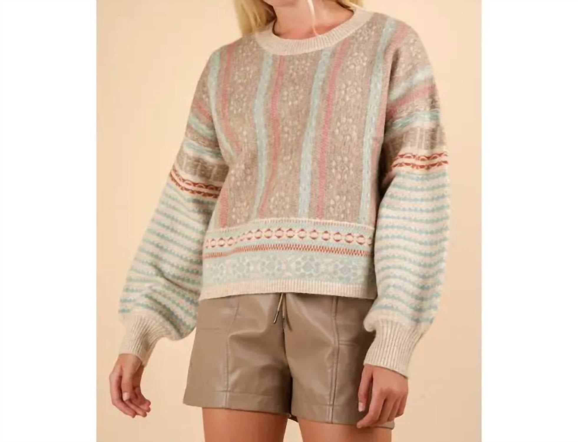 Very J - Women's Oversized Cozy Printed Knit Sweater
