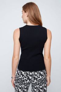 Renuar Sleeveless Knit Sweater in black - women's sweater - detail view
