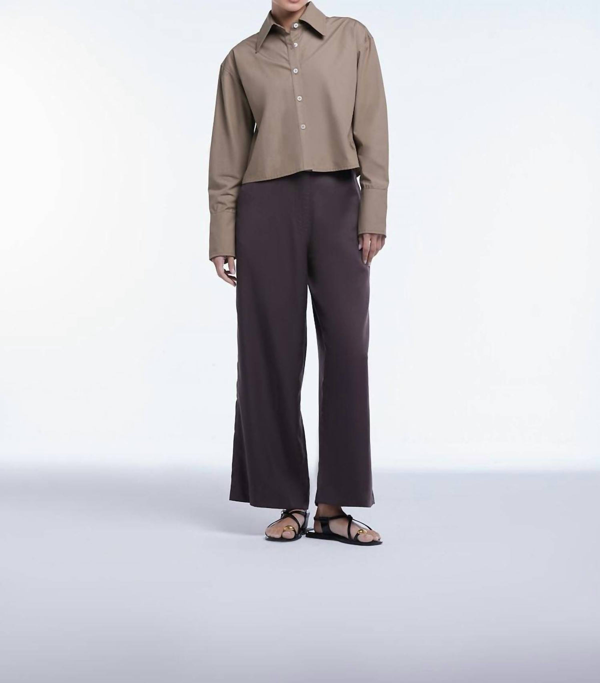 Dāl The Label - Cropped Cotton Button Down Shirt