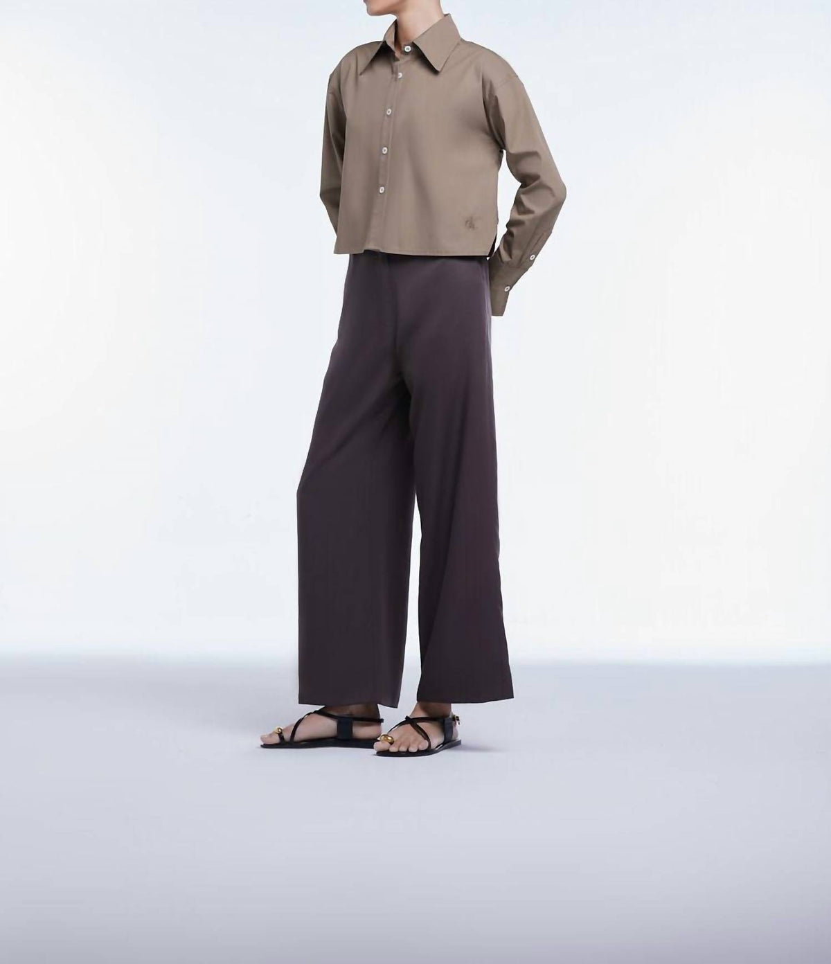Dāl The Label - Cropped Cotton Button Down Shirt