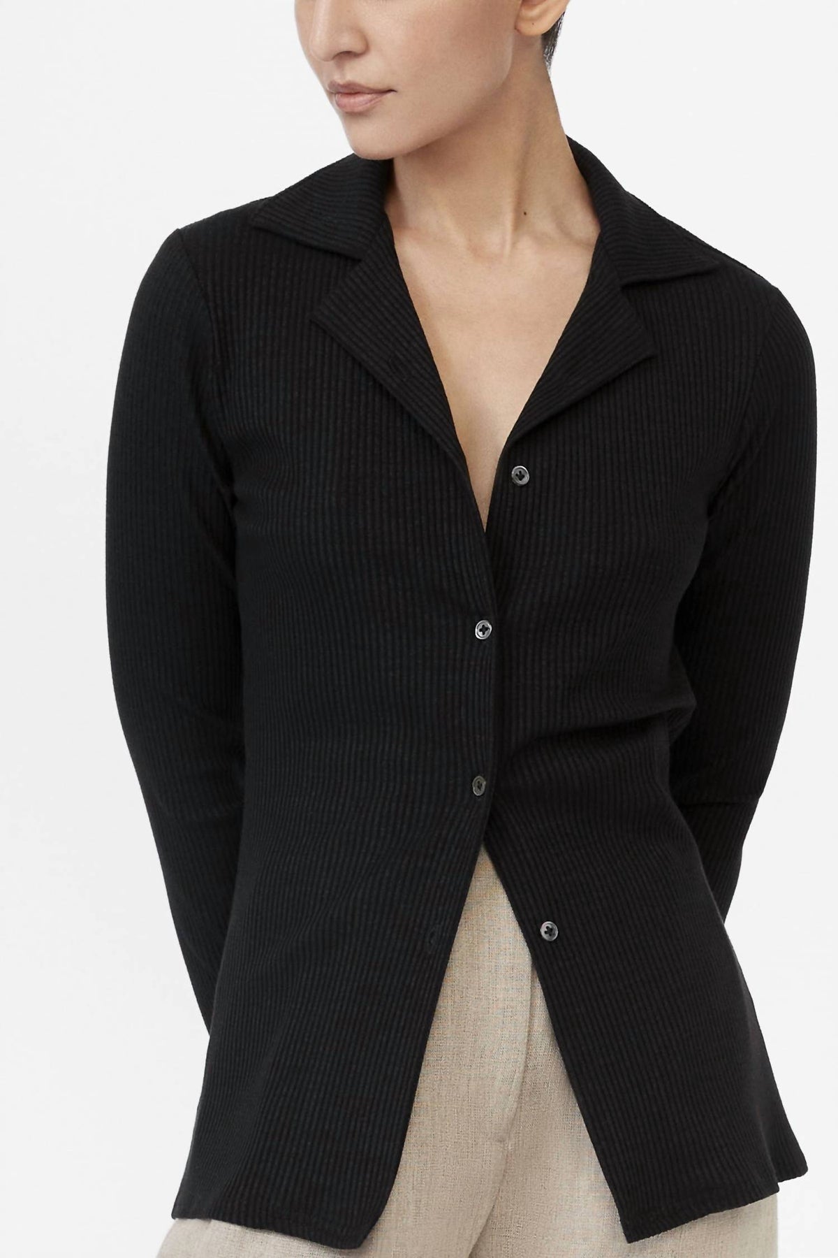 Dāl The Label - Rib Knit Collared Cardigan