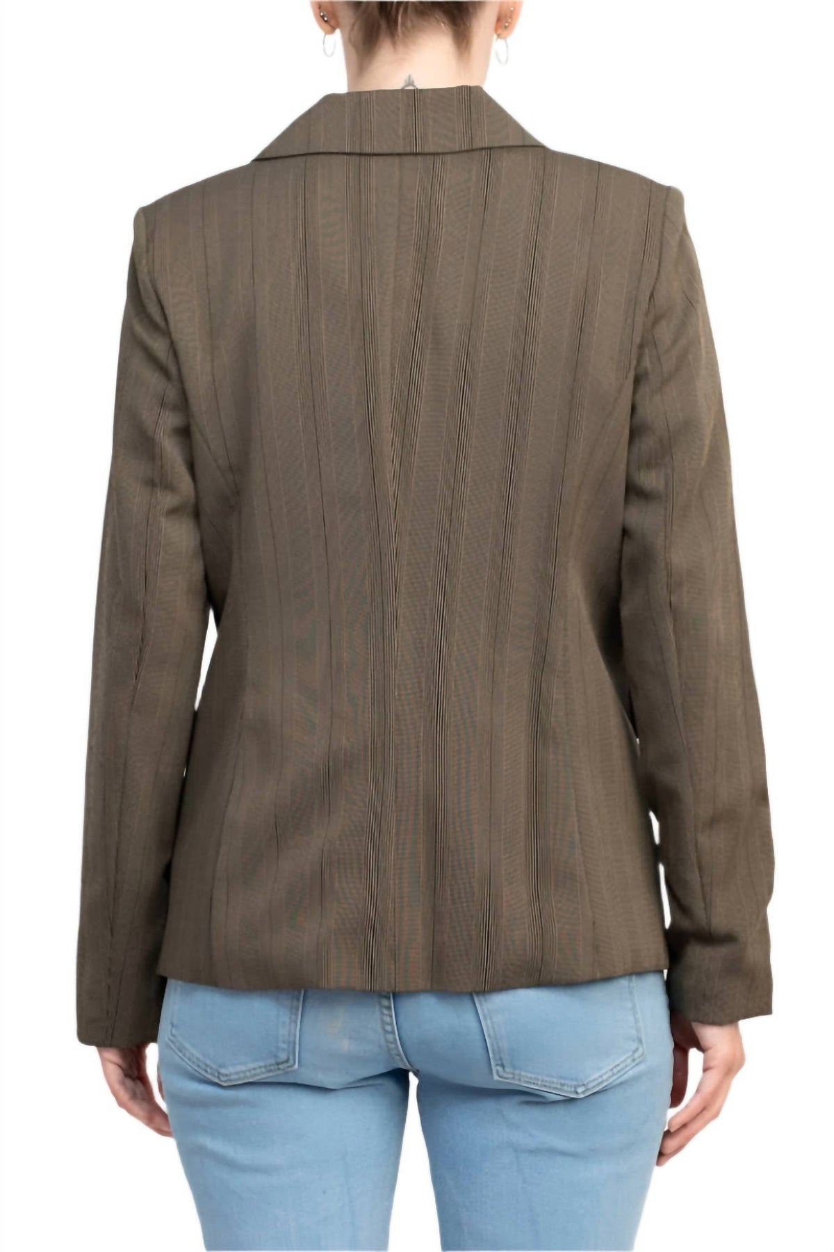 Danillo - Notched Collar One Button Long Sleeve Solid Gabardine Blazer