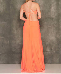 Dave & Johnny - Cut Out One Shoulder Dress - clothing - dresses - orange