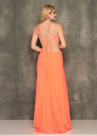 Dave & Johnny - Cut Out One Shoulder Dress - clothing - dresses - orange