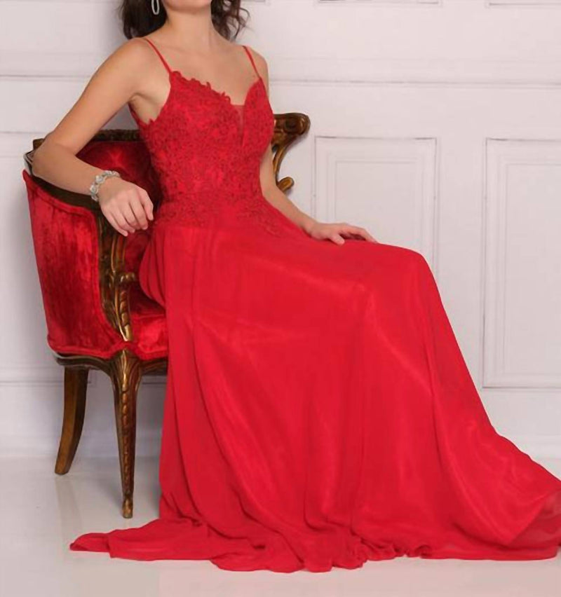 Dave & Johnny - Embroidered Lace Prom Dress - clothing - dresses - patterned