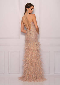 Dave & Johnny - Feather Sequins Prom Dress - clothing - dresses - patterned
