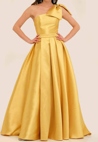 Dave & Johnny - One Shoulder Bow Formal Gown