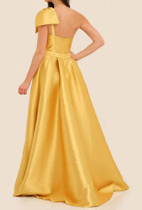 Dave & Johnny - One Shoulder Bow Formal Gown