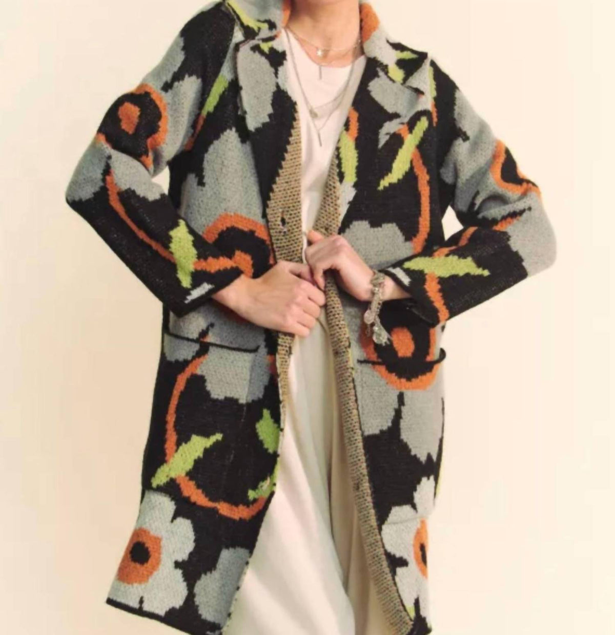 Davi & Dani - Floral Button Down Cardigan