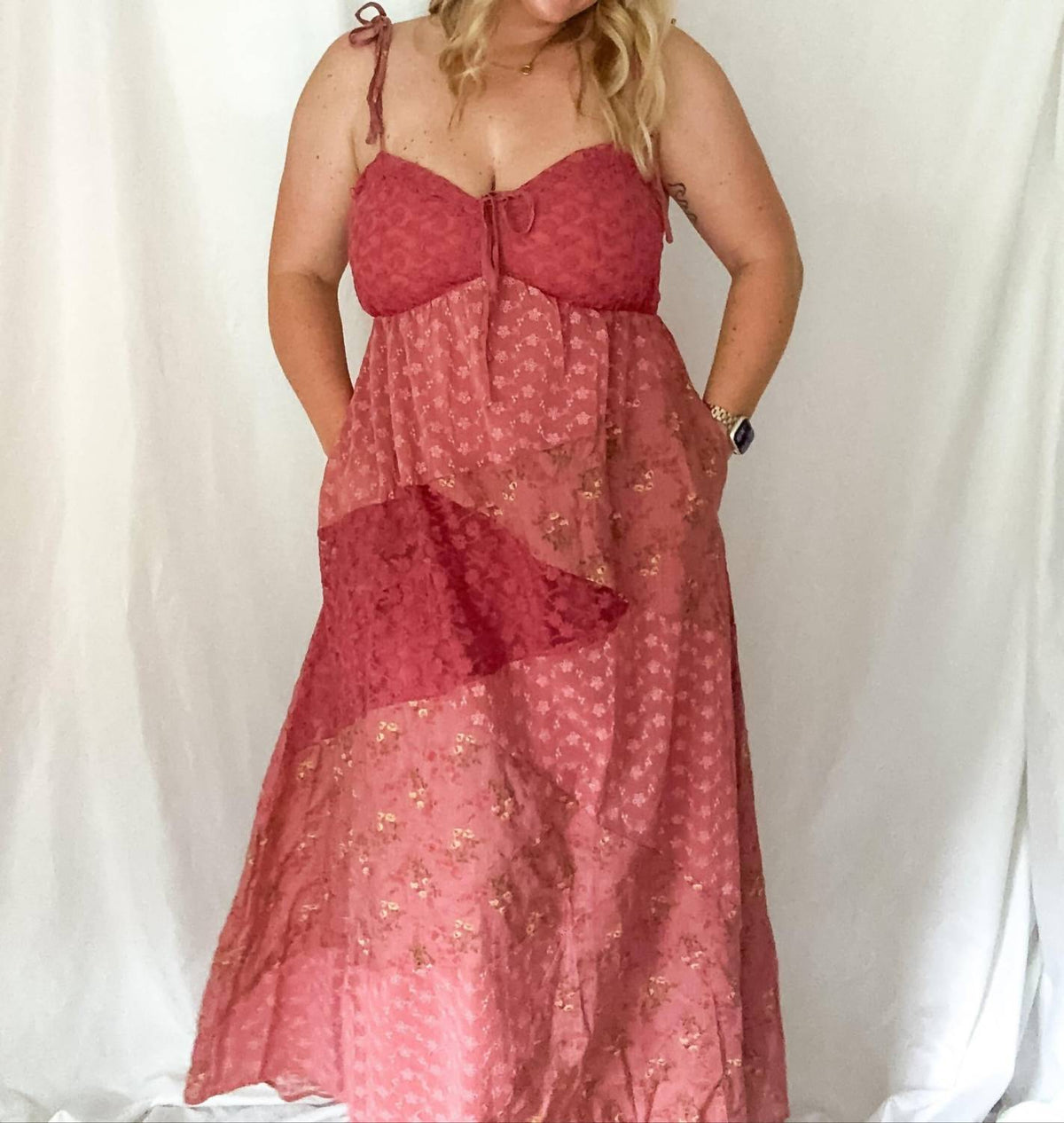 Davi & Dani - Muse Floral Lace Patchwork Maxi Slip Dress