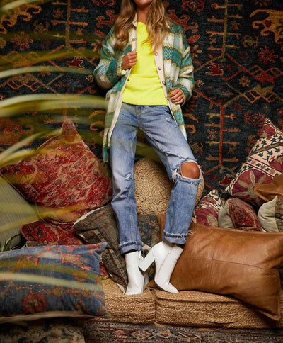 Davi & Dani - Plaid Open Jacket - Plus