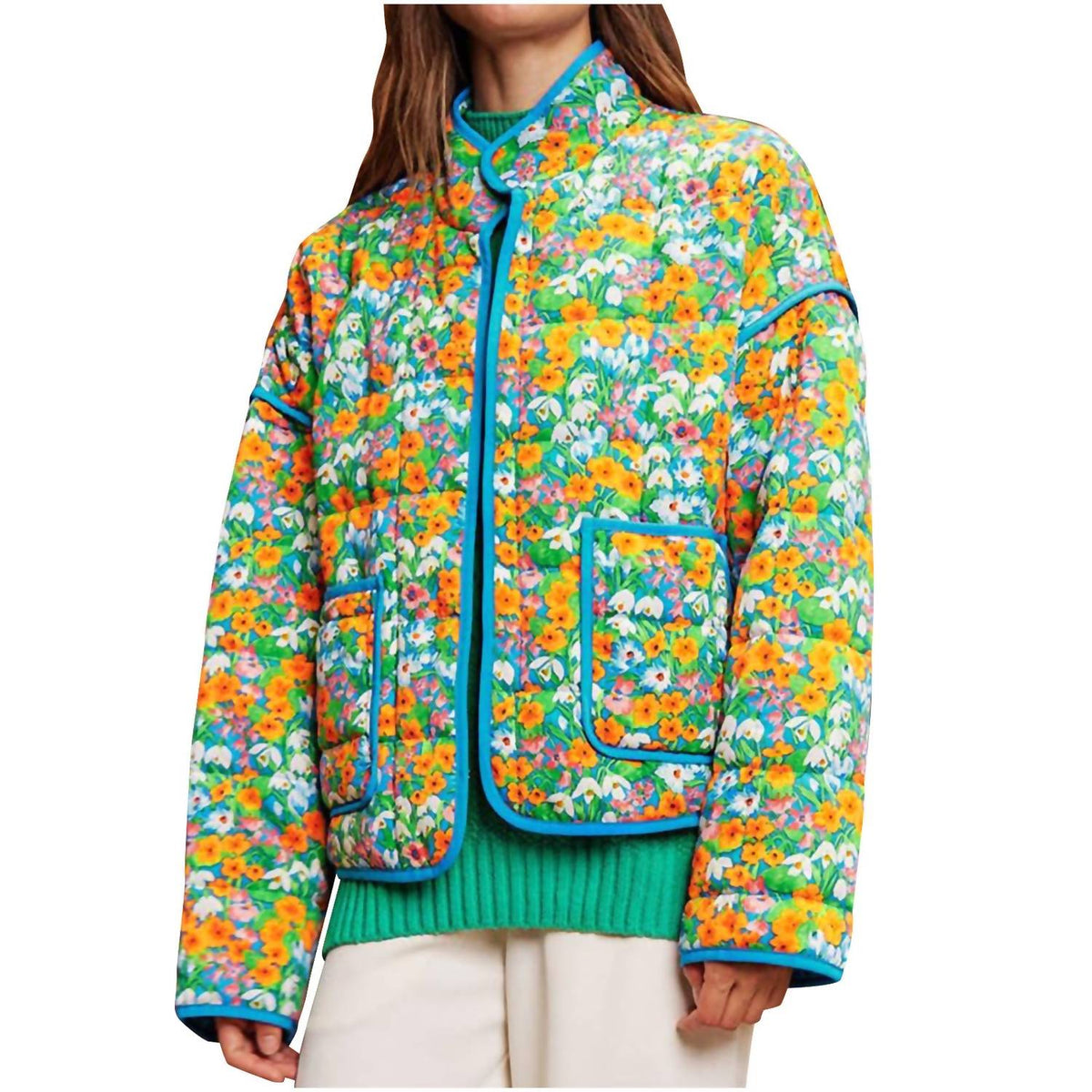 Davi & Dani - Retro Floral Quilted Jacket