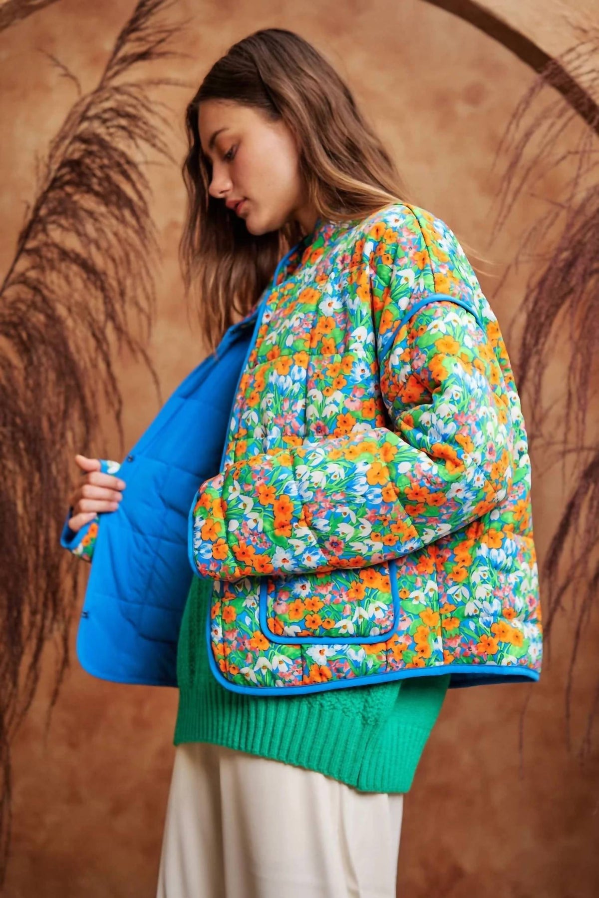 Davi & Dani - Retro Floral Quilted Jacket