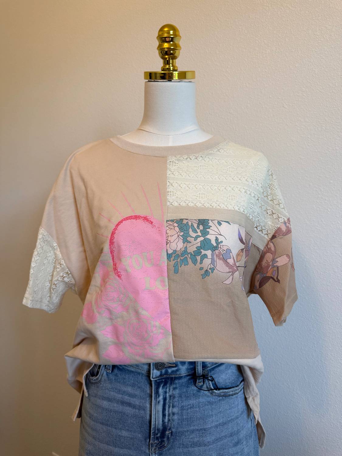 Davi & Dani - Women's Patchwork Lace Tee