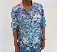 David Cline - Airy Smock Sleeve Shirt - blue - button - down - shirts - clothing
