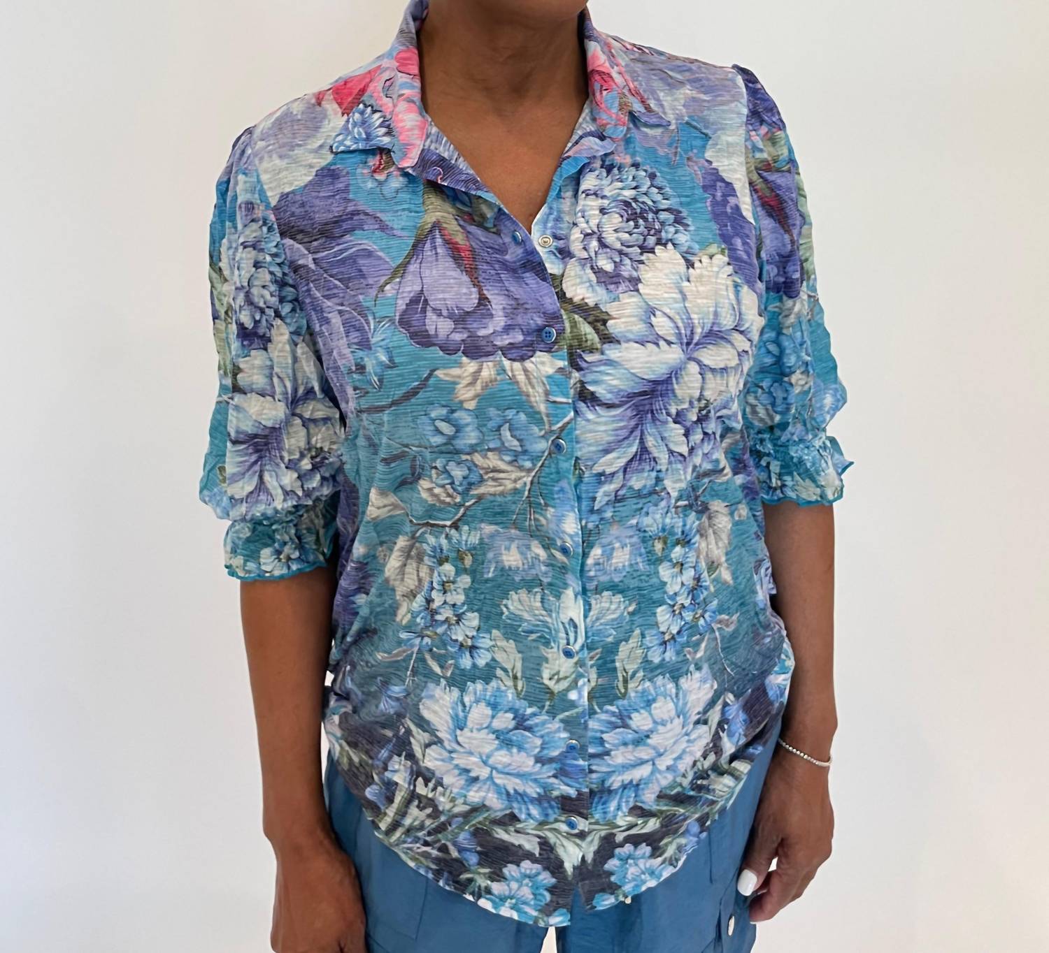 David Cline - Airy Smock Sleeve Shirt - blue - button - down - shirts - clothing