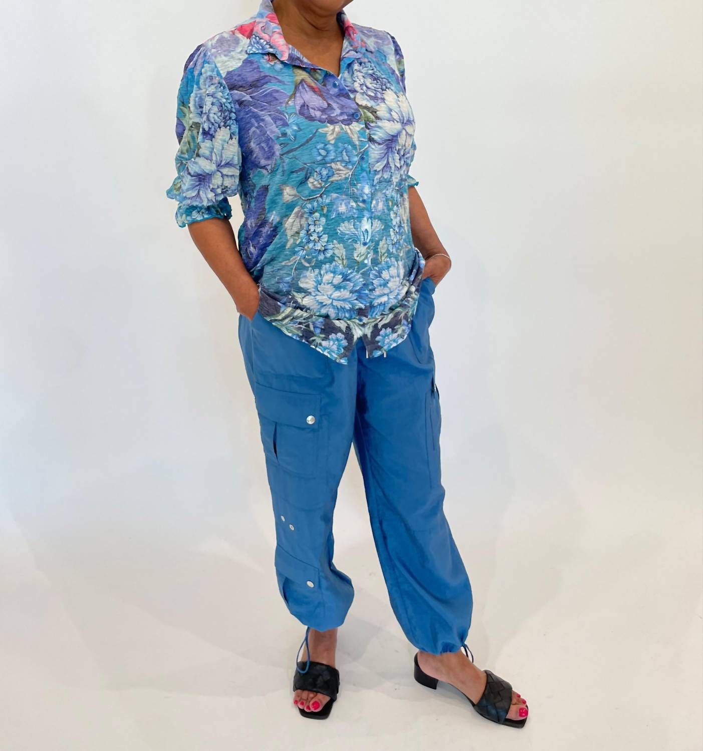David Cline - Airy Smock Sleeve Shirt - blue - button - down - shirts - clothing