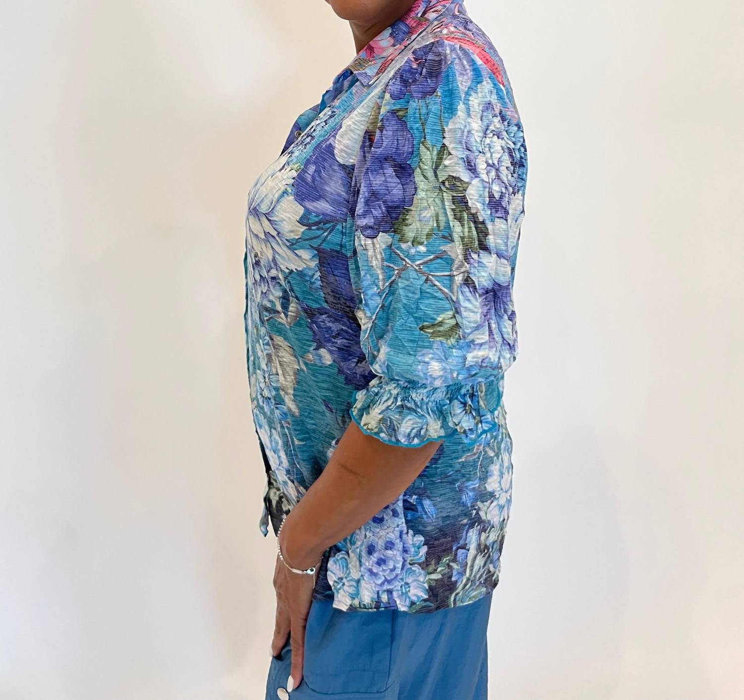 David Cline - Airy Smock Sleeve Shirt - blue - button - down - shirts - clothing