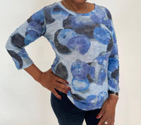 David Cline - Azure Sleeve Top - blue - clothing - patterned
