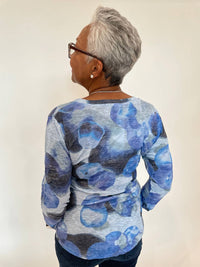 David Cline - Azure Sleeve Top - blue - clothing - patterned
