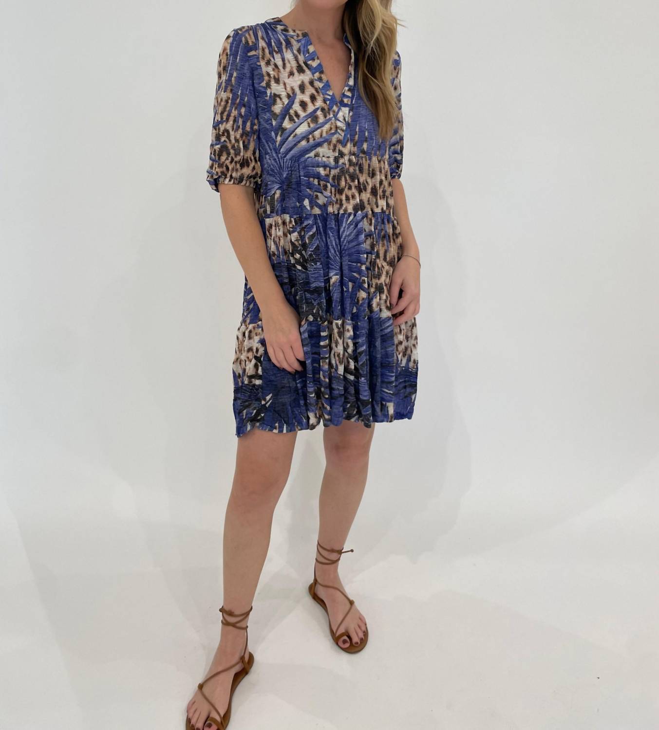 David Cline - Skye Tiered Ruffle Dres - blue - clothing - dresses