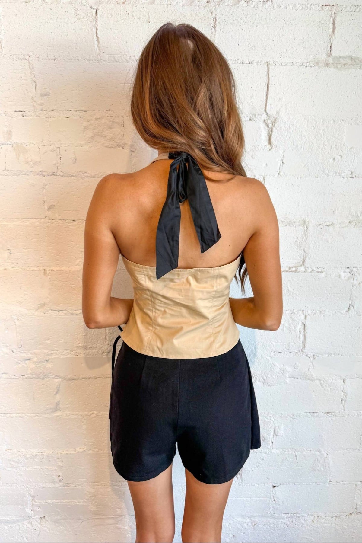 Day + Moon - Poplin Halter Top with Contrast